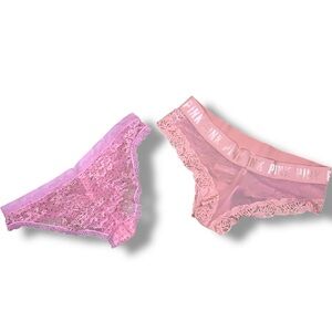 Lot Of 2 Victorias Secret Large Pink Panties Hip Hugger Cheeky Lace NWOT Lace